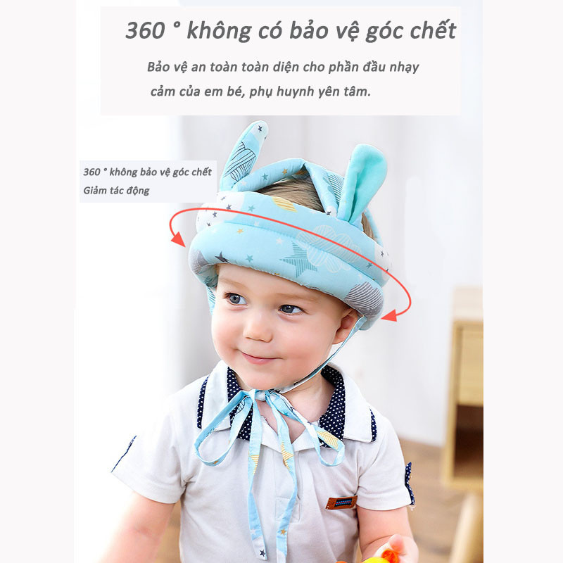 Mũ Bảo Vệ Đầu Cho Bé, Mũ Bảo Hiểm Cho Bé Tập Đi, Thoáng khí và chống va đập， Thích hợp cho trẻ em từ 5-36 tháng tuổi