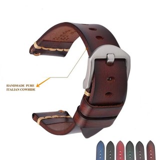 Dây đeo đồng hồ da thật cổ điển Vine cho Galaxy Gear S3 dây đeo đồng hồ thủ công 18 / 20 / 22 / 24 / 26mm khóa pin cổ tay nẹp