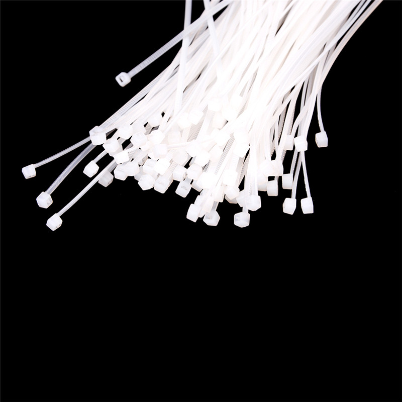 < Beartwo > 100 Chiếc Thắt Lưng Trắng Đen Dây Cáp Zip Dây Tự Khóa Dây Buộc Cáp Nylon Đẹp