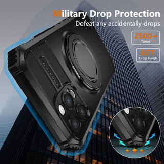 Dành Cho iphone 12 / 13 Pro Max Ốp Lưng Xoay Từ Tính Đế Mỏng Chống Sốc Quân Sự Hạng Nặng Chống Rơi Toàn Thân Vỏ Bảo Vệ