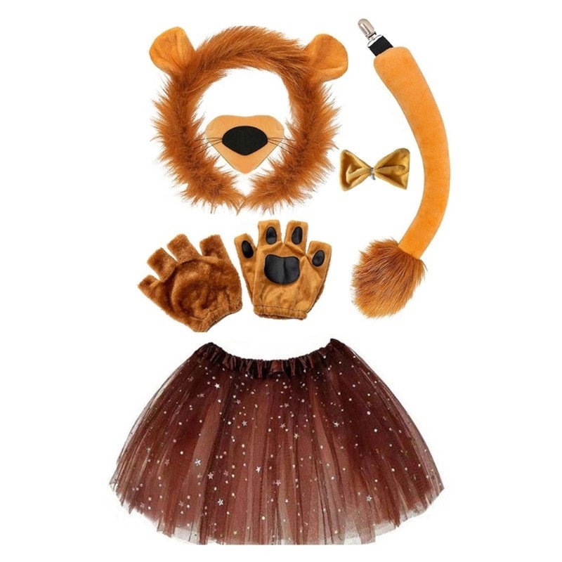 Yoioi Halloween Sư Tử Trang Phục Bộ Trang Phục Cho Bé Sinh Nhật Halloween Sư Tử Trang Phục Sư Tử Băng Đô Quấn Tóc Đuôi Nơ