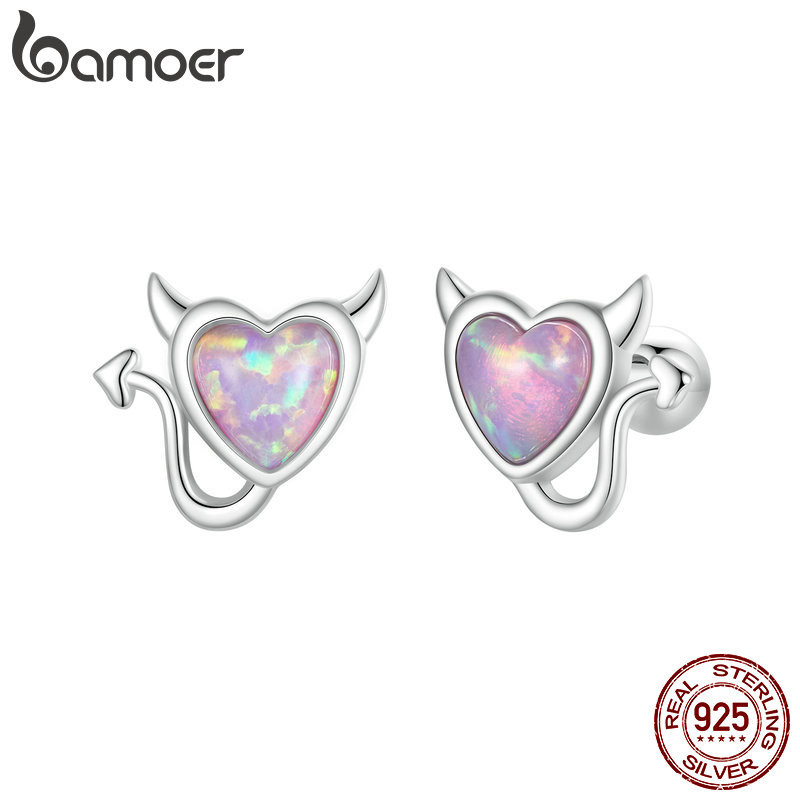 Bamoer 925 Sterling Sliver Studs Bông Tai Opal Quỷ Trang Sức Quà Tặng Cho Nữ