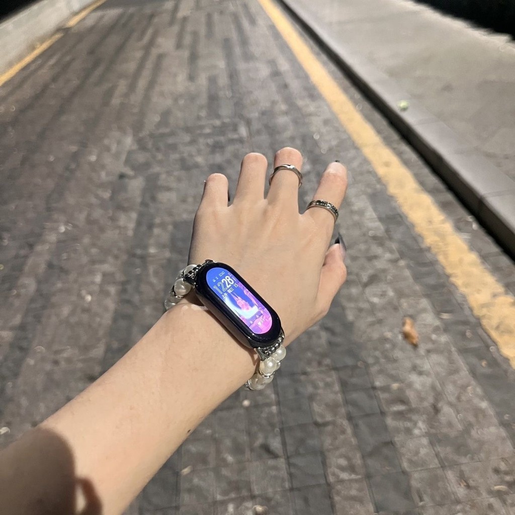 Dây đeo trang sức Thích hợp cho Xiaomi Mi Band 10 9 8 Vòng đeo tay đính cườm ngọc trai cho dây đeo cổ tay nữ đàn hồi MiBand 8