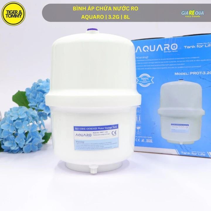 Bình áp máy lọc nước RO AQUARO 3.2G (8L), kèm van, cho máy lọc nước RO