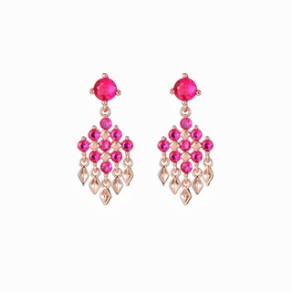 Châu Âu Mỹ ins Phong Cách Mới Mô Phỏng Ruby Zircon Tua Rua Bông Tai Nữ