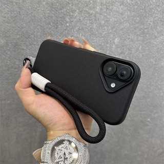 [Có dây buộc] Ốp điện thoại TPU mềm bằng da màu trơn cho iPhone 11 12 13 14 15 16 Pro Max Plus XR XS Max Vỏ chống sốc