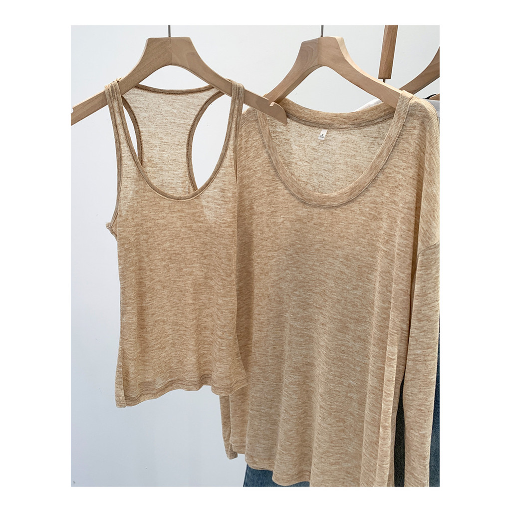 Milyfashion Retro Hai Mảnh Phù Hợp Với Áo Vest Hình Chữ I Rời Kem Chống Nắng Áo T Top Thường Ngày Rời