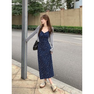 Váy mùa hè mới giảm cân nhẹ nhàng, áo cardigan, váy dài hai mảnh