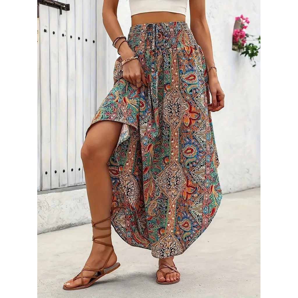 A.t.a Phong Cách Mới Bohemian Nổi Tiếng Phong Cách Dân Tộc Váy Chữ a In Độc Đáo Váy Phù Hợp Với