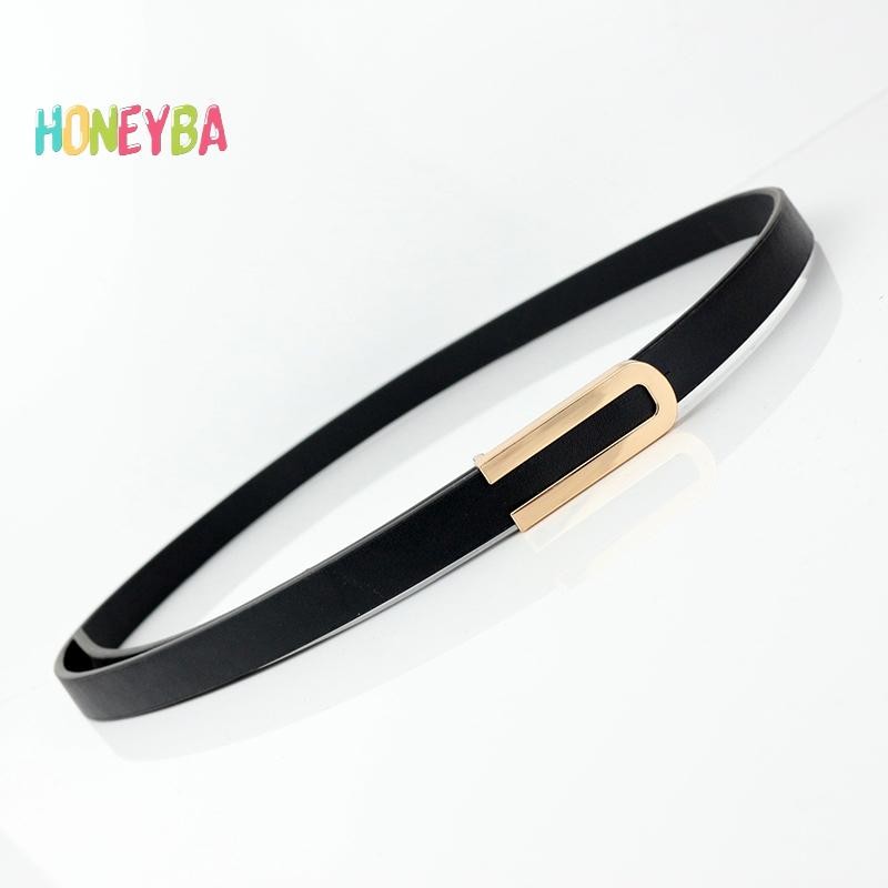 < Honeyba > Thắt Lưng Nữ Tối Giản Khóa Pin Da Mỏng Dây Thắt Lưng Nữ Cho Quần Jean Quần