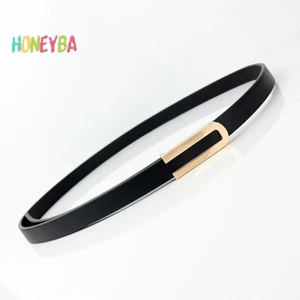 < Honeyba > Thắt Lưng Nữ Tối Giản Khóa Pin Da Mỏng Dây Thắt Lưng Nữ Cho Quần Jean Quần