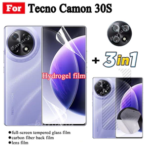 Tecno Camon 30S Full Trong Suốt Hydrogel Mềm Bảo Vệ Màn Hình Cho Tecno Camon 30S Pro Camon 30 Pro Front Flim + Back Flim + Ống Kính Máy Ảnh Flim