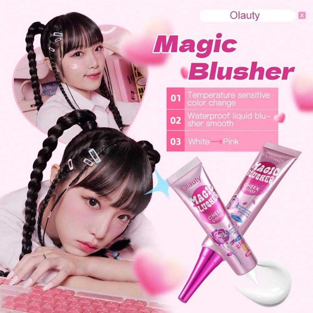 Learnever Olauty Magic Ấm Màu Sắc Thay Đổi Bột Lỏng Blusher Khói Trang Điểm Shimmer Cream Powder F7i2
