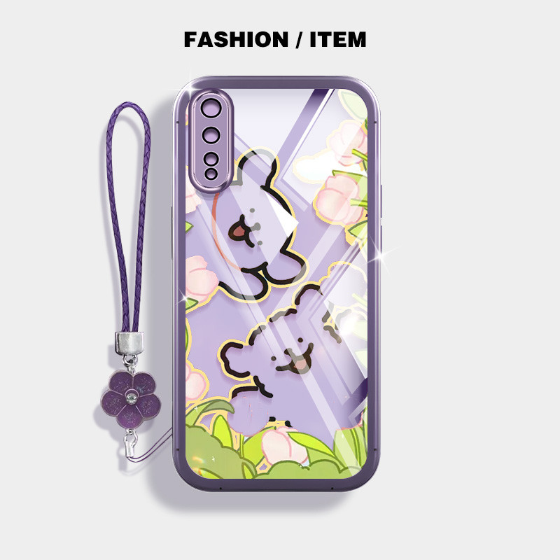 YBD Tulip Line Puppy Ốp Điện Thoại Vivo S1 IQOO NEO 1907 Dây Treo Macaron Ruy Băng Trong Suốt