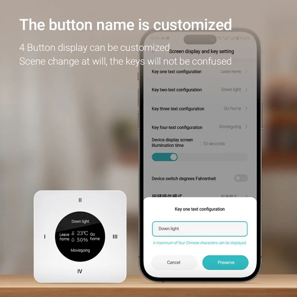 Linptech Công tắc thông minh KS1 Pro màn hình kính, cảm biến độ ẩm nhiệt độ, liên kết Mijia APP
