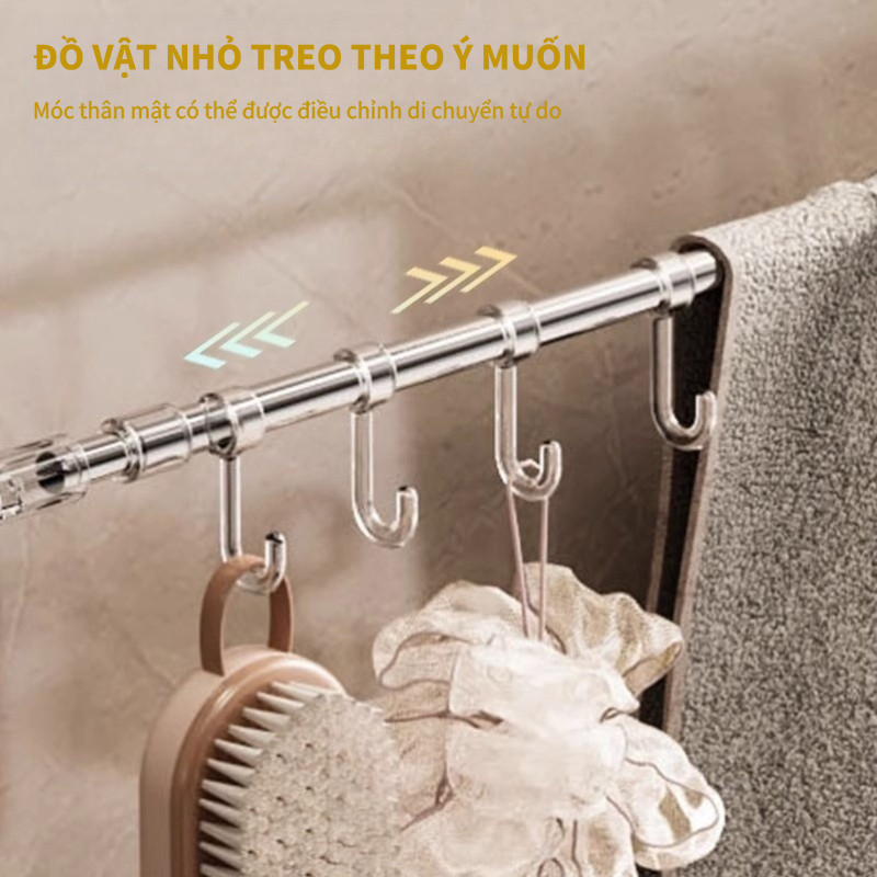 Giá Treo Khăn Mặt Điều Chỉnh Thu Gọn Ngắn Dài - Kệ Treo Đồ Đa Năng Trong Suốt, Chịu Tải Mạnh