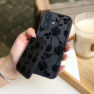 Ốp điện thoại thiết kế hoa hồng đen Thích hợp cho iPhone Xs XR XSMAX 11promax 11 12promax 12 13 14 15 pro max Ốp điện thoại mềm 14promax 15pro 16 16plus 16Promax