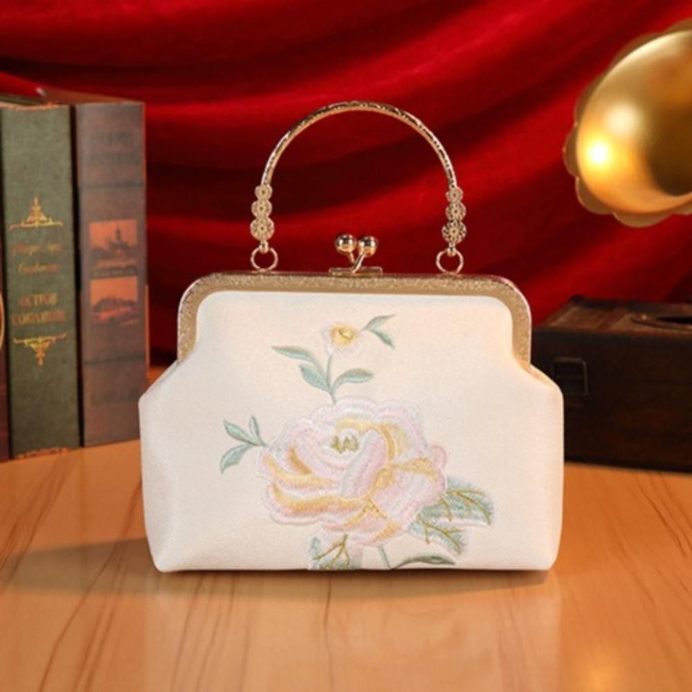 Túi tiệc GUSTAVA, Túi Qipao dung tích cao phong cách, Túi đeo vai thêu tay cầm ngọc trai hợp thời trang phổ biến dành cho nữ