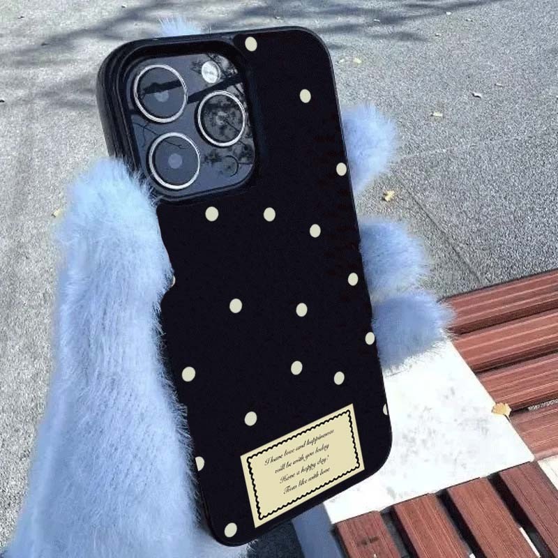 Ốp Điện Thoại Chấm Bi Màu Đen Cho iPhone 16 Pro Max 15 14 13 12 11 X XR XS Max 16E 7 8 Plus SE2020 Vỏ Mềm Chống Sốc