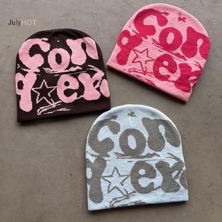 Julyhot Vintage Y2K Len Acrylic Dệt Kim Mũ Nữ Beanie Mùa Đông Ấm Áp Beanies Bông Tai Kẹp Hip Hop Thường Ngày Skullies Mũ Ngoài Trời Massivedeals
