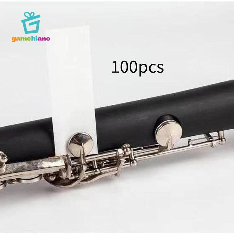 100 Tờ Saxophone Giấy Vệ Sinh Nhạc Cụ Làm Sạch Dụng Cụ Bảo Trì Woodwind Pad Clarinet Pad Cotton Thấm Hút Miếng Lót