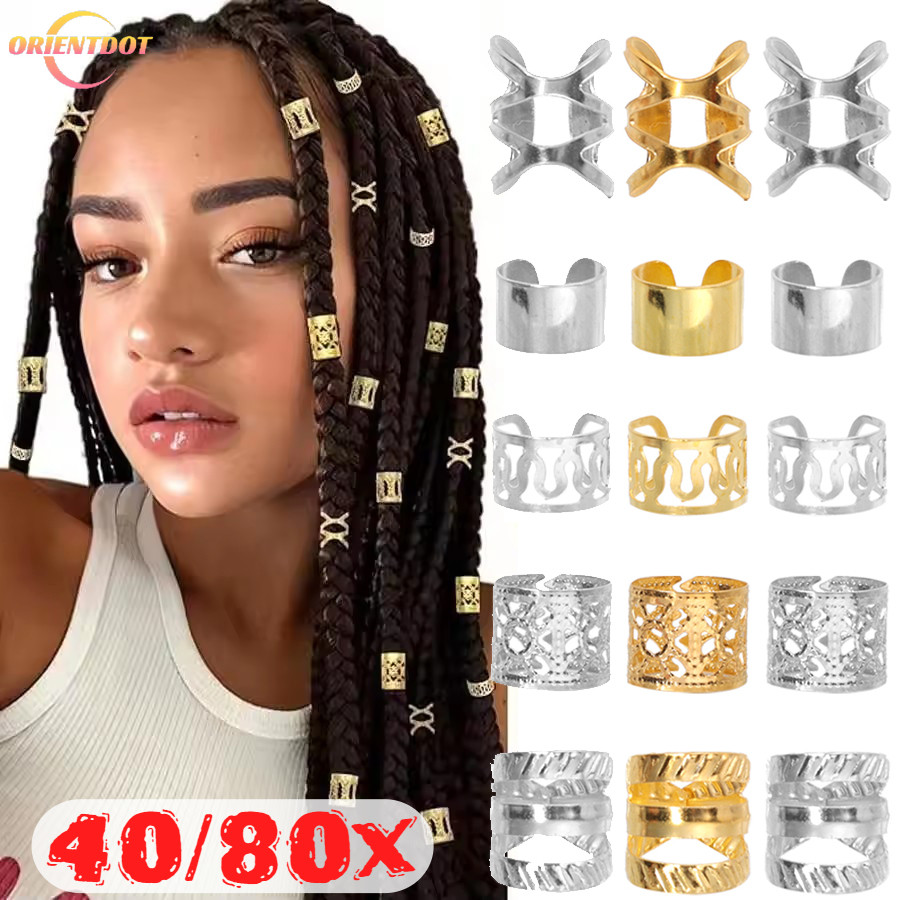 Nhẫn Tóc Kim Loại Dreadlock Phong Cách Hip Hop - Bé Gái Cá Tính Hóa Trang Mũ Phụ Kiện Bím Bẩn Có Thể Điều Chỉnh Kẹp Còng