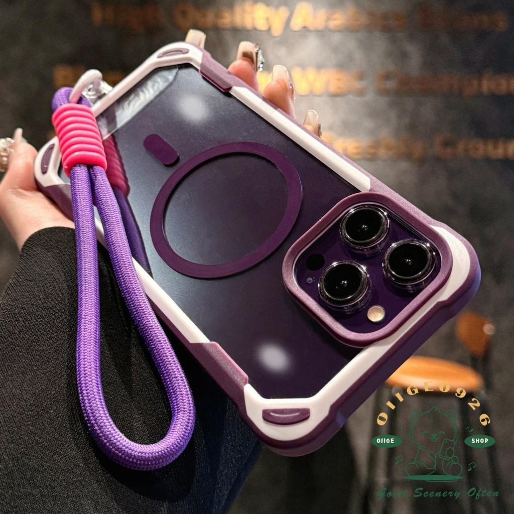 [Vỏ dây buộc] Vỏ điện thoại acrylic từ tính chống rơi iphone16 Pro Max 15 14 13 12 11 cho vỏ iPhone vỏ mềm TPU chống sốc