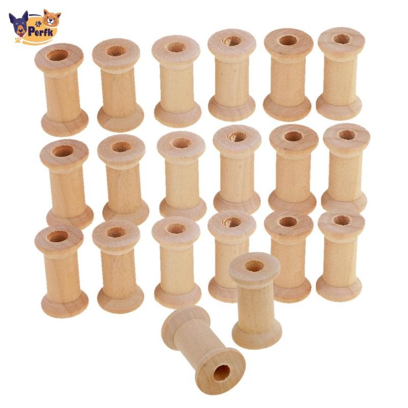 Bộ 50 Vintage Gỗ Tự Nhiên Cổ Điển Bobbin Rỗng Chỉ Ống May Thủ Công