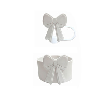 2 Chiếc Boot Nơ Silicone 10 mm Trang Trí Nắp Ống Hút, Chống Tràn, Bảo Vệ Đáy 40oz 30oz