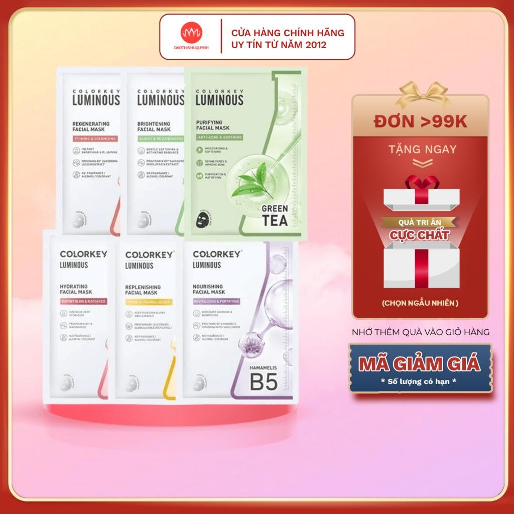 [Combo 5] Mặt nạ giấy Colorkey Luminous Vitamin B5 Facial Mask - Mặt nạ ...