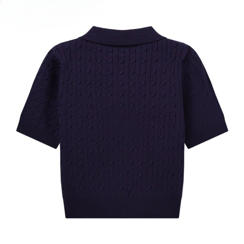 SUXI Áo sơ mi Polo thêu hình gấu mùa hè dành cho nữ 250327