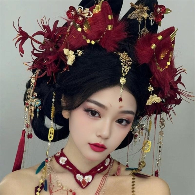 Wellb Vintage Style Ear Hairband Phụ kiện tóc sang trọng để Cosplay và mặc hàng ngày