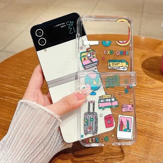 Vỏ Họa Tiết Nhãn Retro Cho Samsung Galaxy Z Flip 5 Flip 4 Flip 3 Full Bản Lề Chống Sốc Trong Suốt PC Cứng Gấp Dành Cho Samsung Z Flip5 Flip4 Flip3 Cover