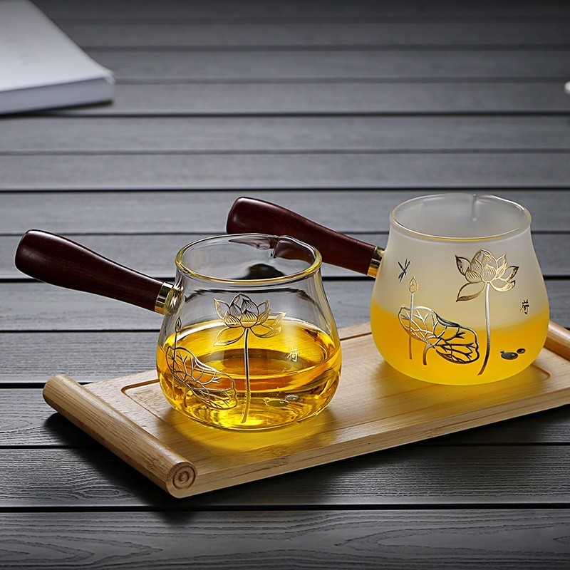 Tống chuyên trà thủy tinh Borosilicate chịu nhiệt cao cấp (Cán gỗ chắc chắn)