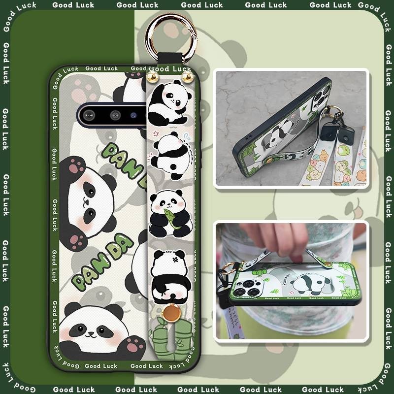 Phone Holder phone cover Phone Case For LG V60 ThinQ 5G Anti-dust Back Cover Wrist Strap panda Dirt-resistant Durable
