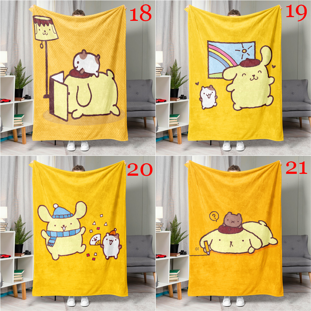 Sanrio Pompompurin Flannel Chăn Một Mặt In Flannel Chăn Điều Hòa Không Khí Chăn Món Quà Tốt Nhất Cho Người