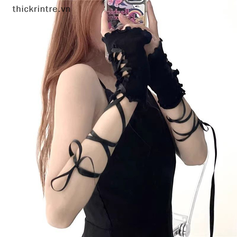 Thi Nữ Dây Ren Không Ngón Nóng Gợi Cảm Tay Áo DIY Ren-up Găng Tay Lưới Đàn Hồi Punk Găng Tay Quần Áo Phụ Kiện VN