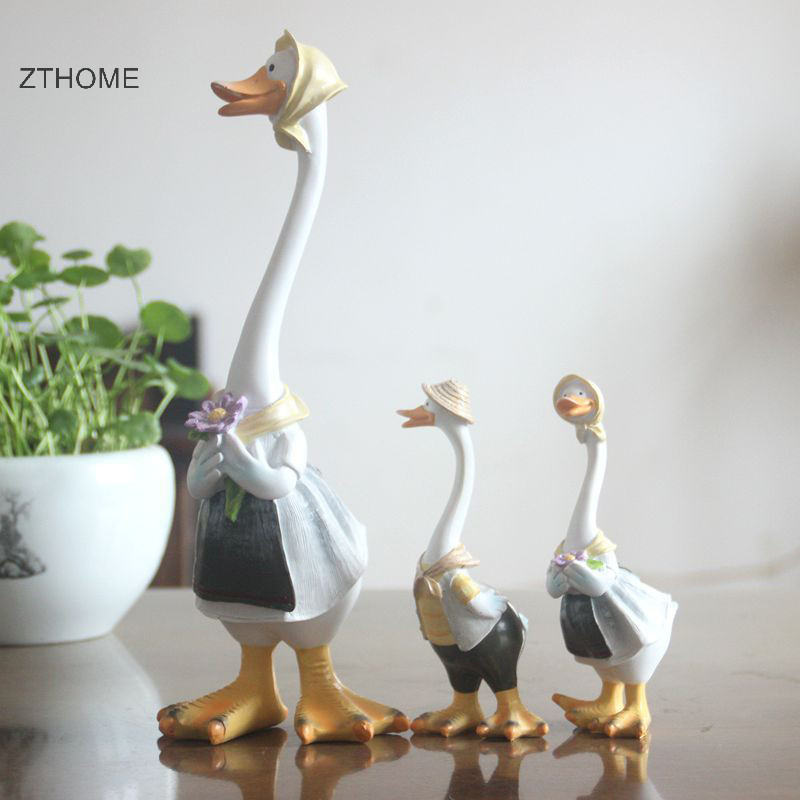 Zthome Vườn Tượng Nhựa Vịt Thủ Công Các Bức Tượng Vịt Thành Viên Gia Đình Sân Đồ Trang Trí Tác Phẩm Nghệ Thuật Điêu Khắc Động Vật Trang Trí Nhà Hiện Đại HOT