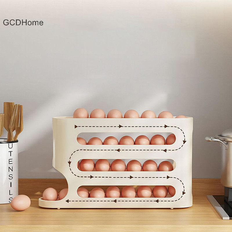 Gcdhome Tủ Lạnh Trứng Hộp Bảo Quản Tự Động Cuộn Trứng Hộ Gia Đình Nhà Bếp Chuyên Dụng Cuộn Trứng Giá Để Đồ HOT