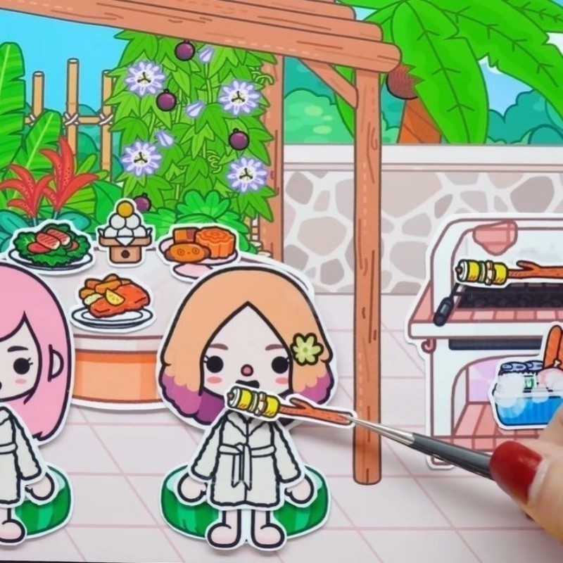 Mom and sister dress up doll handmade diy material package fun toy game quiet book three-dimensional đồ chơi cắt dán