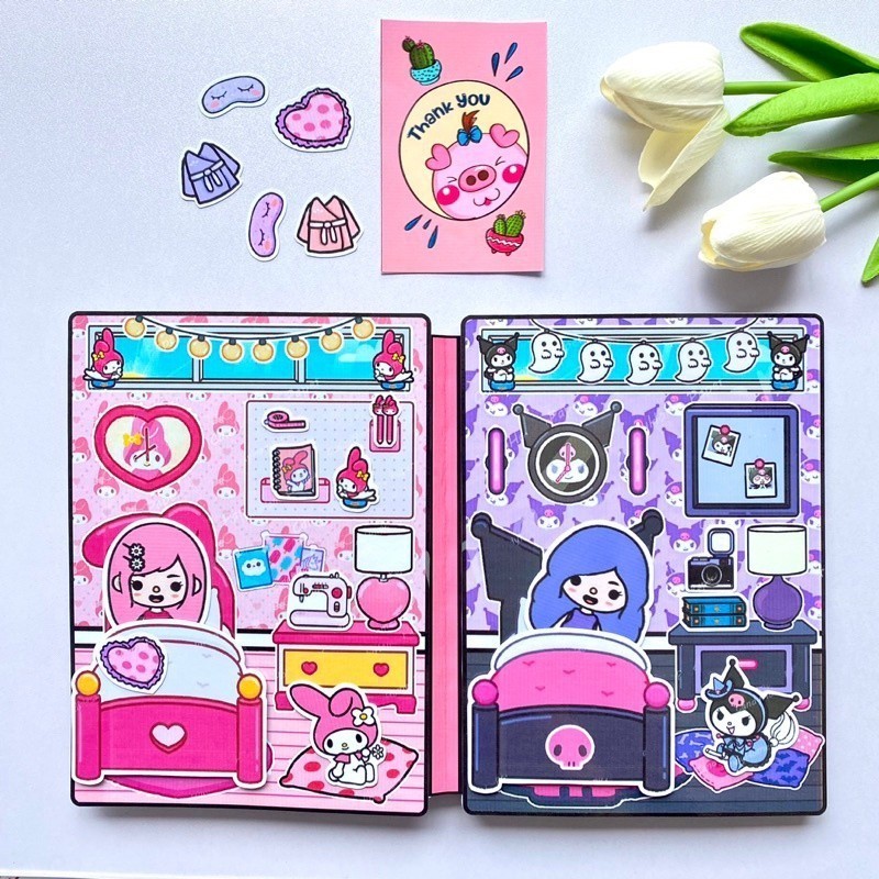 toca life world Book Toka Kuromi và Melody lắp ráp nhà búp bê búp bê giấy ngôi nhà búp bê nhà búp bê giấy sticker