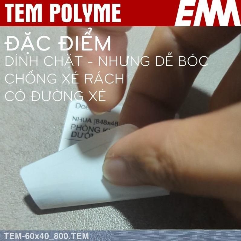 Tem in nhiệt Polyme CNC (60x40 Loại 800 PCS)-chuyên dụng cho nghành sản xuất - EMA