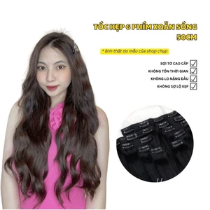 Tóc kẹp 6 phím xoăn sóng 50 cm, làm dày tóc và phồng tóc tự nhiên, không gây nặng đầu