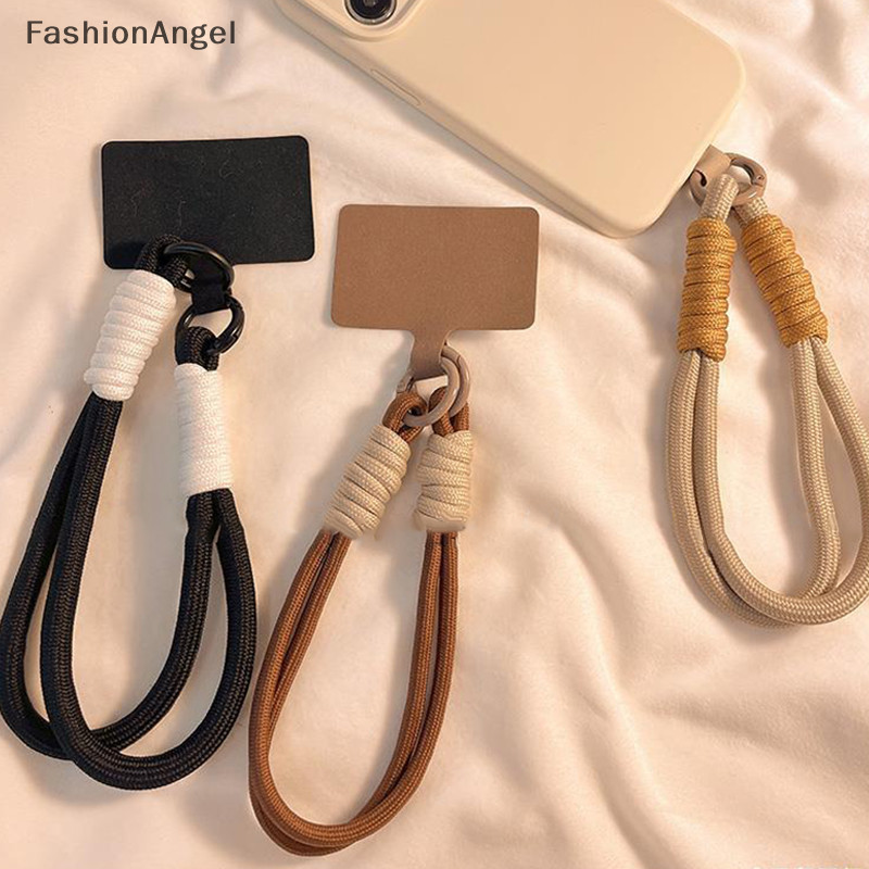 FashionAngel INS Phong Cách Bím Tóc Điện Thoại Di Động Dây Thời Trang Màu Trơn Chống Mất Cổ Tay Ngắn Dây Đeo Mặt Dây Đeo Dây W / Miếng Đệm TH