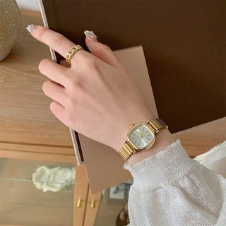 Đồng hồ thạch anh vuông vàng cổ điển Đồng hồ nhỏ tối giản dành cho nữ Dây đeo bằng thép không gỉ Đồng hồ đeo tay nữ