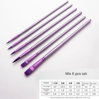 HIGHVIEWLS 4 / 6 Chiếc Vẽ Tay Màu Nước, Nylon Mới Bắt Đầu Nghệ Thuật Sinh Viên Màu Nước Bàn Chải, Hợp Thời Trang Mũi Nhọn Tròn Đầu Phẳng Mềm Tranh Tóc Chất Liệu Quà Tặng