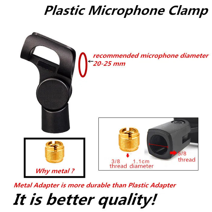 1 Chiếc Finlemho Micro Kẹp Phụ Kiện Kẹp Giá Đỡ Micro Chân Đế Treo Cánh Tay Có Thể Điều Chỉnh Âm Thanh Chuyên Nghiệp