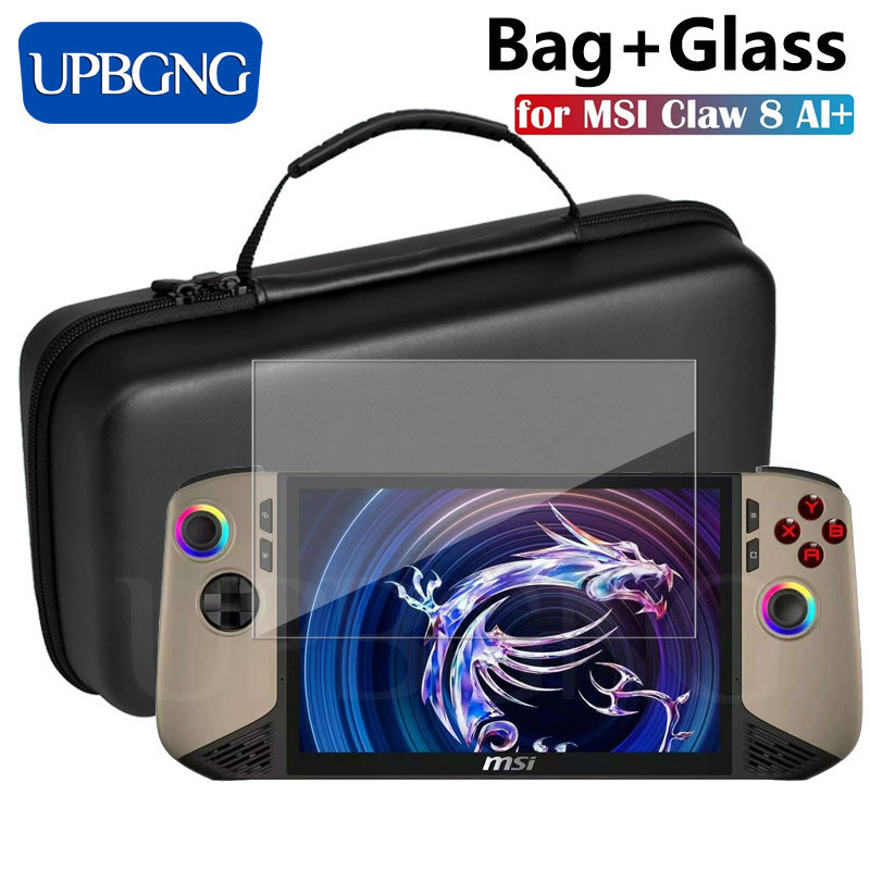 Kính + Túi Cho Móng Vuốt 8 AI + 2025 Bảo Vệ Màn Hình Kính Cường Lực Phim EVA Di Động Dành Cho MSI Claw 8 AI + Phụ Kiện Bảo Vệ
