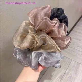 {Fh Fashion} Lưới phản quang Quá khổ Scrunchies Dây buộc tóc bằng cao su lớn Dây buộc tóc co giãn trơn Cô gái Giá đỡ đuôi ngựa Phụ kiện tóc nữ.