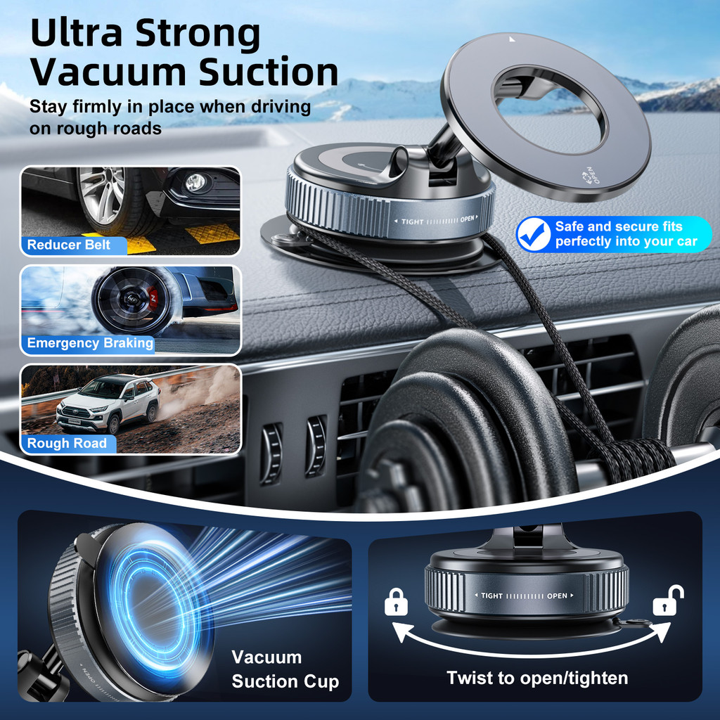 Ảnh Giá đỡ điện thoại ô tô từ tính Fonken Cốc hút chân không 360° Giá đỡ điện thoại có thể gập lại có thể xoay được Thích hợp cho điện thoại thông minh 4
